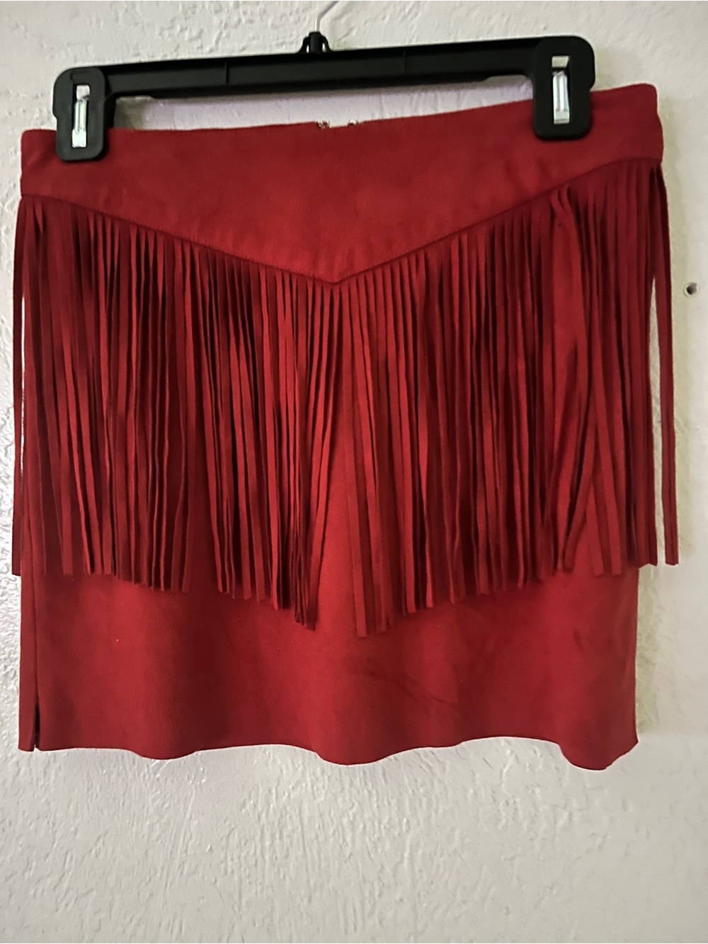 Forever 21 brick Red Suede Fringe Mini Skirt